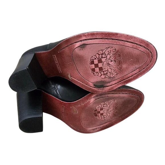 Vince Camuto Franell Leather Black Western Bootie Heel Boot - Picture 13 of 16